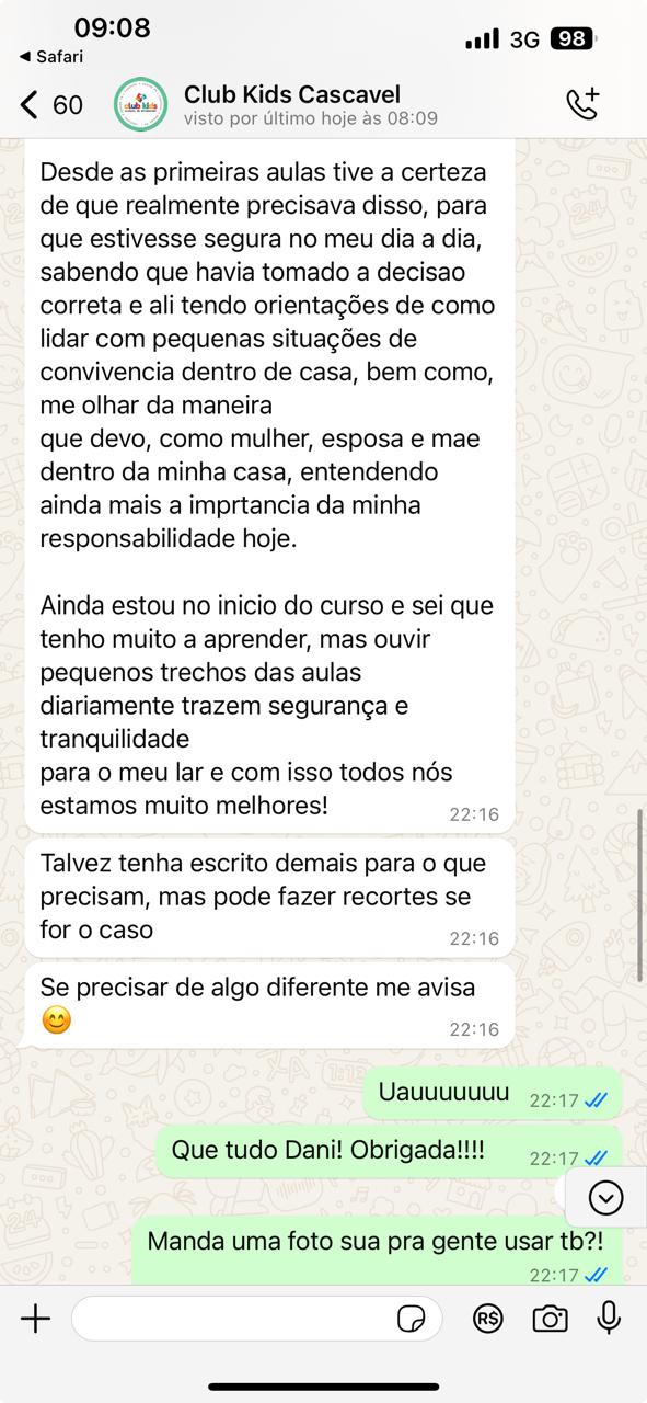 Depoimento de aluna